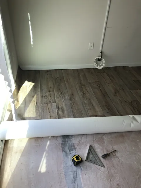 LVP flooring installation — In progress